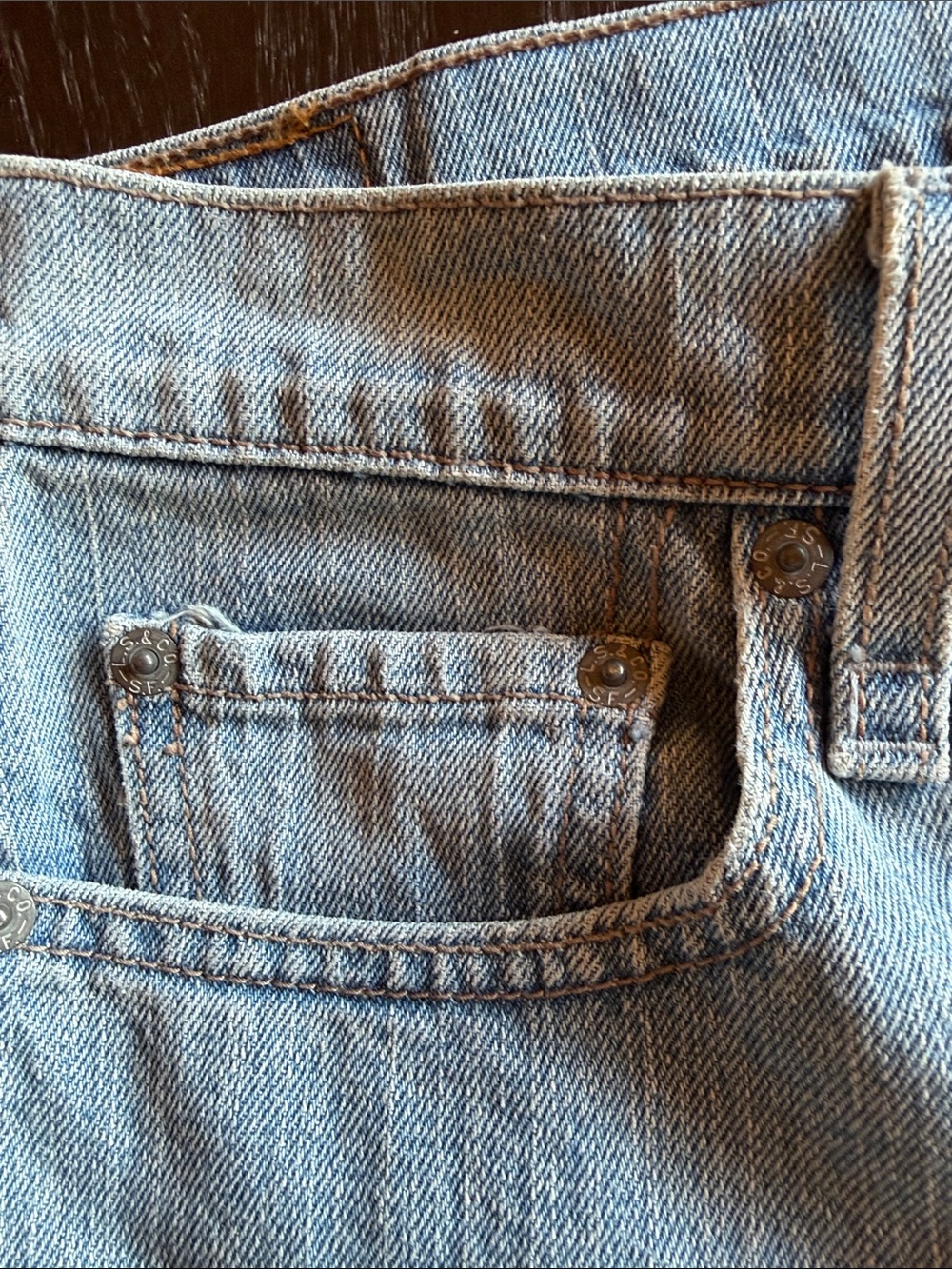 RARE Levi’s 515 shorts frayed cut offs colorful back pockets trim womens size 12 - Picture 6 of 12